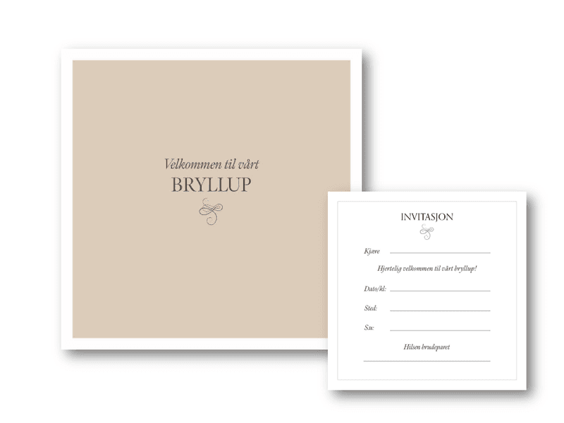 Invitasjon | Velkommen til vårt bryllup | 13x13 cm