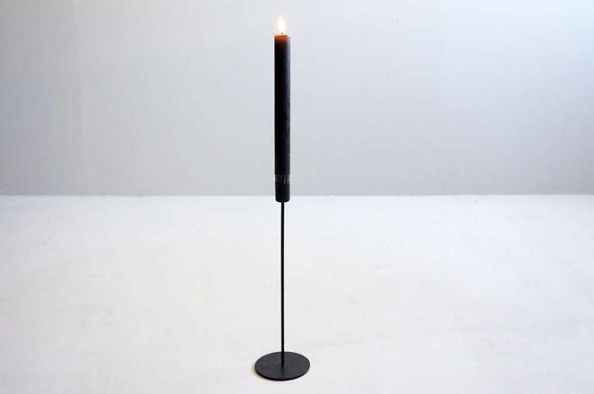 Hovedbilde Lysestake, sort metall, tynn, 35 cm