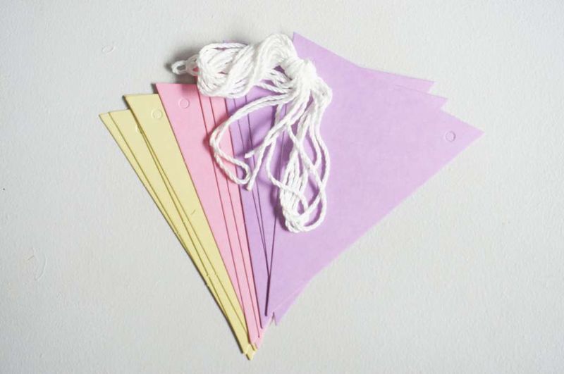 Girlander, rosa/gul/lilla, 3 meter