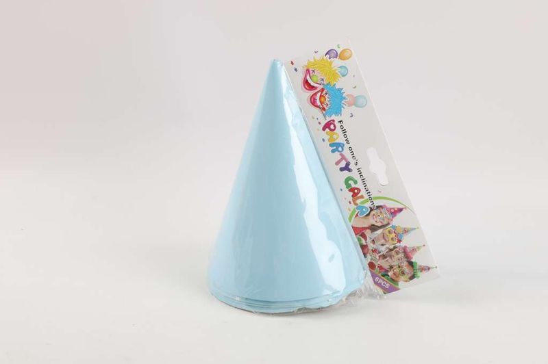 Partyhatt, papp, 6 stk, blå
