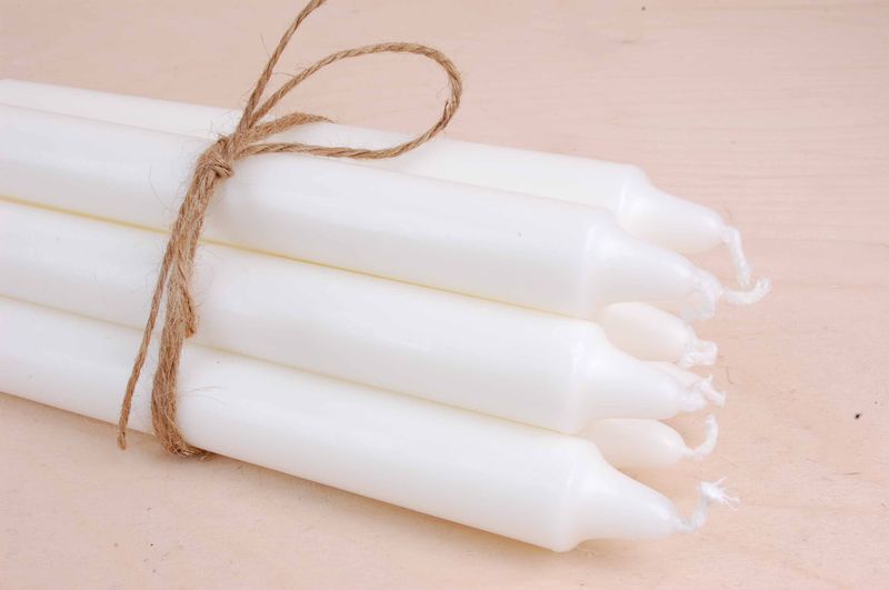 Ren stearinlys 24 cm, 8 pk, Hvit