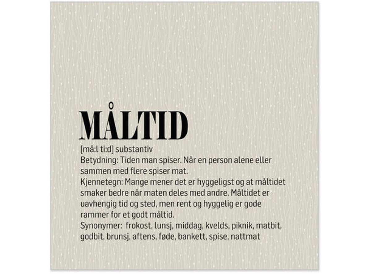 Serviett Definisjon Måltid beige/sort