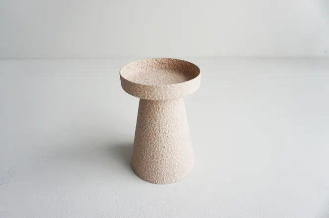 Hovedbilde Lysestake med steinlignende overflate D8xH12cm
