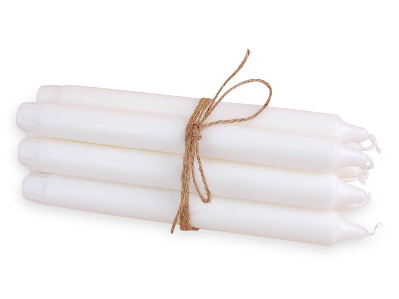 Ren stearinlys 24 cm, 8 pk, Hvit